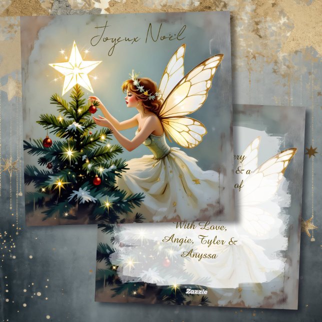 Joyeux Noël | Pretty Fairy Personalized Christmas Holiday Card (Creator Uploaded)