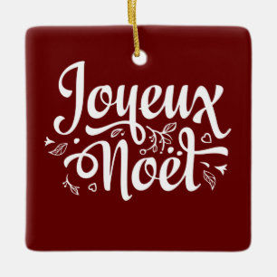 Joyeux Noel Red Ceramic Ornament