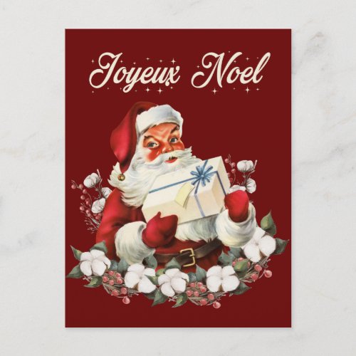 Joyeux Noel Red Christmas Vintage Santa  Postcard