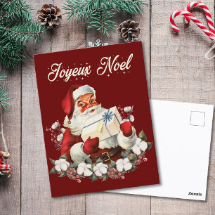 Joyeux Noel Red Christmas Vintage Santa  Postcard