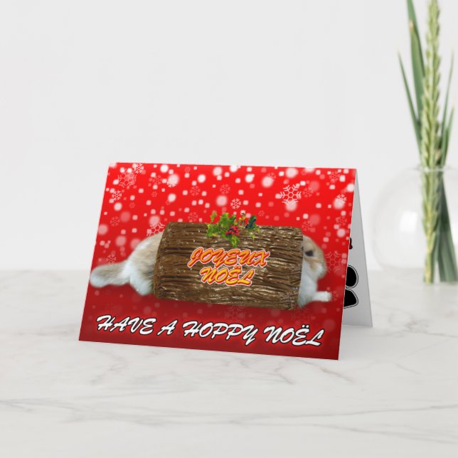 Joyeux noel Red Xmas - Rabbit Christmas Card (Front)