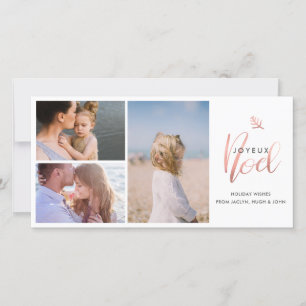 Joyeux Noel Rose Gold Handwritten Holiday Photo