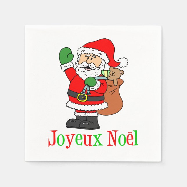 Joyeux Noel Santa French Christmas Napkins (Front)