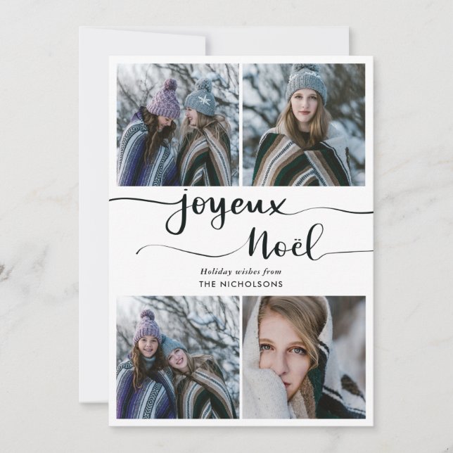 Joyeux Noel Script | Four Holiday Photo Card (Front)