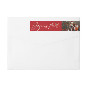 Joyeux Noel Script Photo Christmas Return Address Wrap Around Label