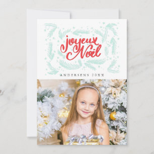Joyeux Noel Scripted Modern Christmas Photo Holiday Card