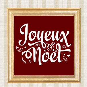 Joyeux Noel Simple Red French Christmas Poster