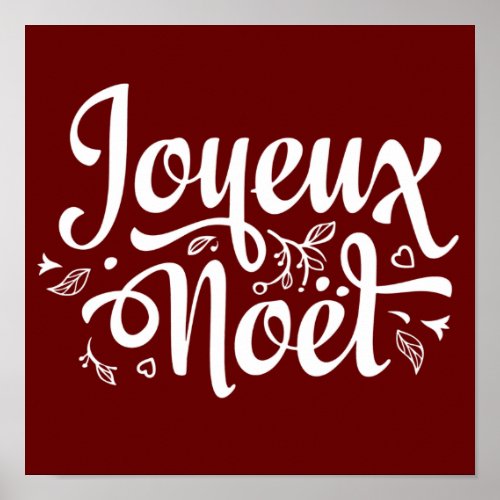 Joyeux Noel Simple Red French Christmas  Poster