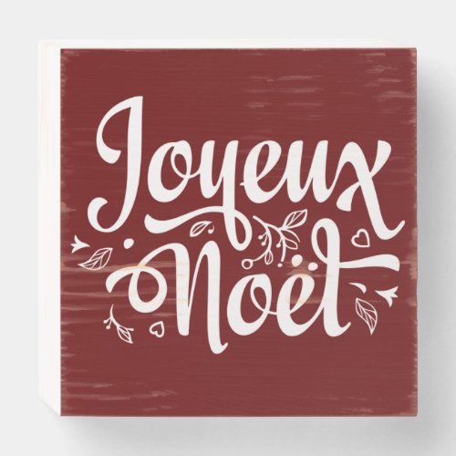 Joyeux Noel Simple Red French Christmas  Wooden Box Sign