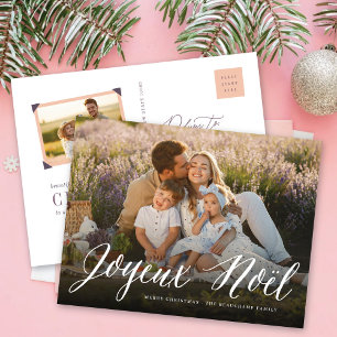 Joyeux Noel Simple Script Christmas Modern Photo Holiday Postcard