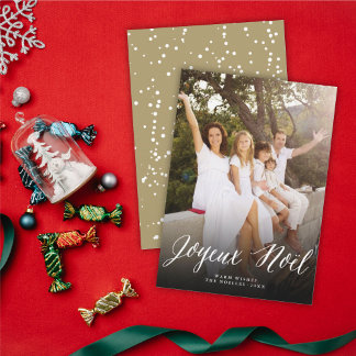 Joyeux Noel Simple Script Modern Christmas Photo Holiday Card