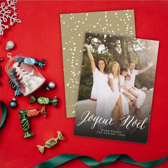 Joyeux Noel Simple Script Modern Christmas Photo Holiday Card (Creator Uploaded)