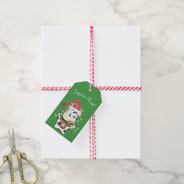 Joyeux Noël Snowbell gift tag (With Twine)