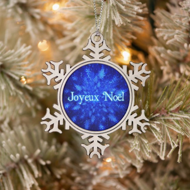 Joyeux Noel - Snowburst Snowflake Pewter Christmas Ornament (Tree)