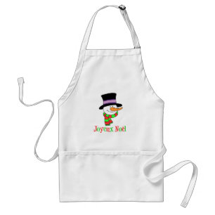 Joyeux Noel Snowman Cartoon French Apron