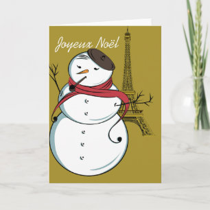 Joyeux Noël Snowman Holiday Card