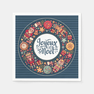 Joyeux Noel traditional chic Christmas figurines Napkins