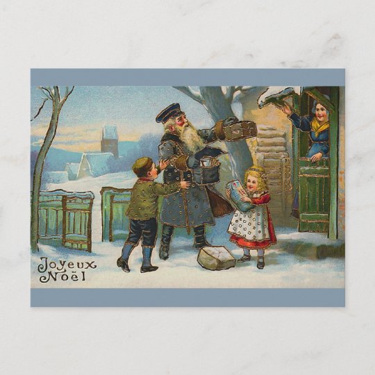 &quot;Joyeux Noel Vintage Christmas Card&quot; Holiday Postcard | Zazzle.com