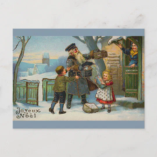 Joyeux Noel Vintage Christmas Card Holiday Postcard Zazzle Com