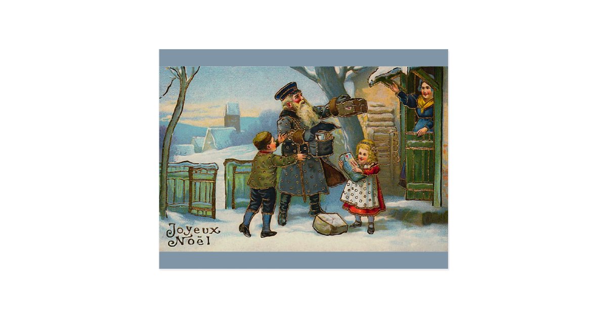 &quot;Joyeux Noel Vintage Christmas Card&quot; Postcard | Zazzle.com