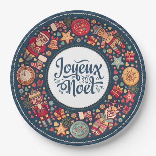 Joyeux Noel vintage Christmas figurines folklore Paper Plates