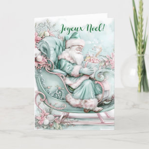 Joyeux Noël Vintage Christmas Santa Folded Card
