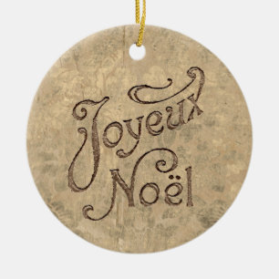 Joyeux Noel Vintage French Christmas Ceramic Ornament
