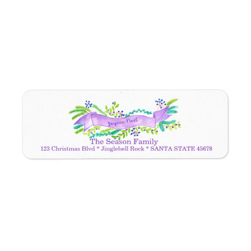 Joyeux Nol watercolor Christmas banner Label