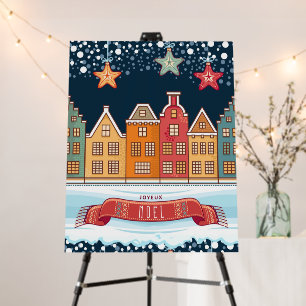 Joyeux Noel winter houses snow village xmas Foam Board