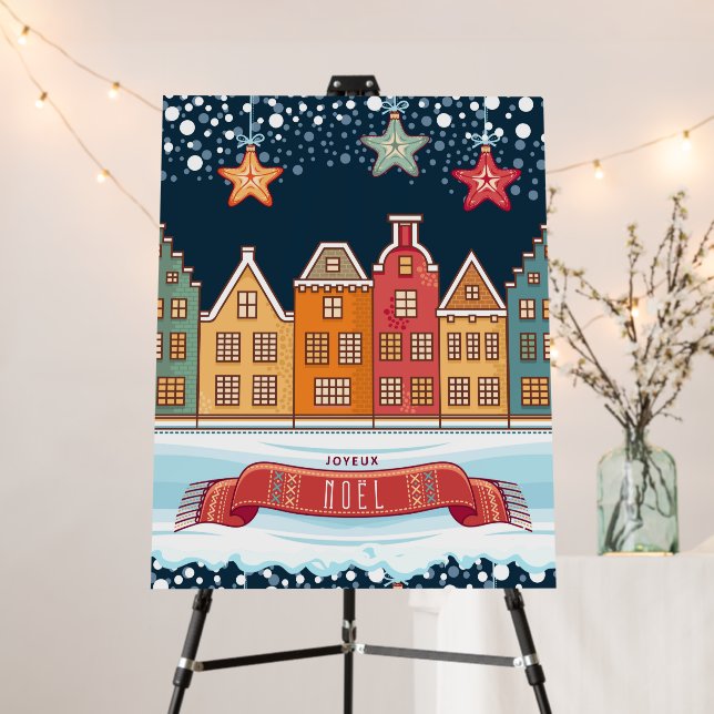 Joyeux Noel winter houses snow village xmas Foam Board (In Situ (Stand))