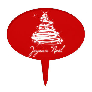 Joyeux Noël with Christmas Tree Cake Topper