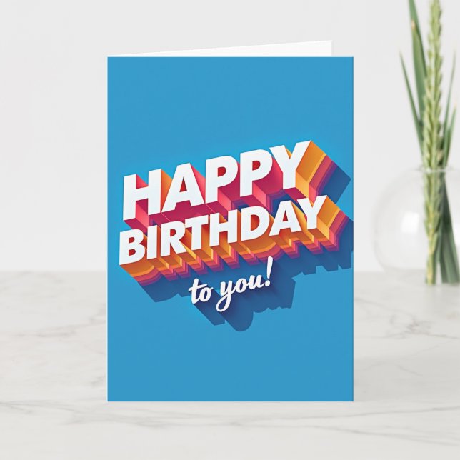 Joyful 3D Text Birthday Card (Front)