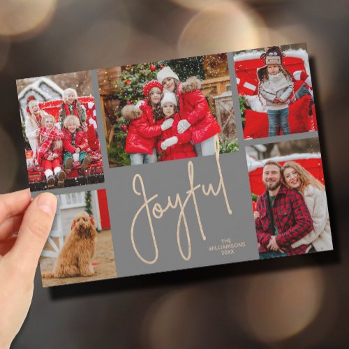 JOYFUL 5 Photo Christmas Holiday Card