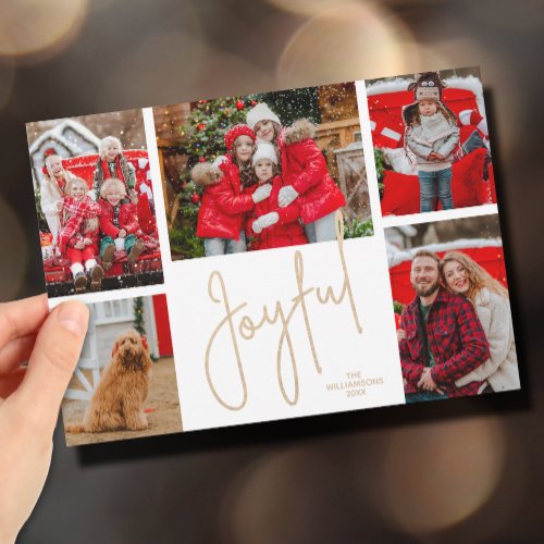 JOYFUL 5 Photo Christmas Holiday Card