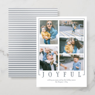 Joyful 5 photos Christmas Holidays Letterpress Photo Cards