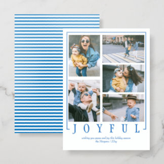 Joyful 5 photos Christmas Holidays Letterpress Photo Cards