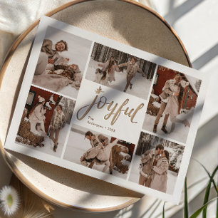 Joyful 6-Photo Collage Christmas/Holiday Letterpress Photo Cards