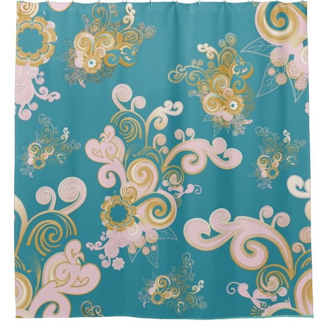 Joyful abstract flower petal  design shower curtain (Front)
