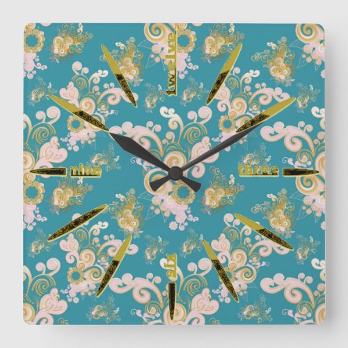 Joyful abstract flower petal  design square wall clock