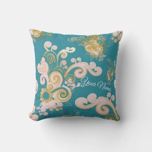 Joyful abstract flower petal design throw pillow