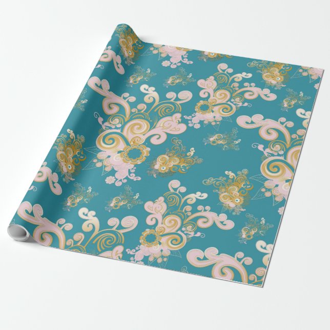 Joyful abstract flower petal design wrapping paper (Unrolled)