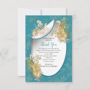 Joyful Abstract Pink, Sky-blue - Pink Flowers RSVP Card