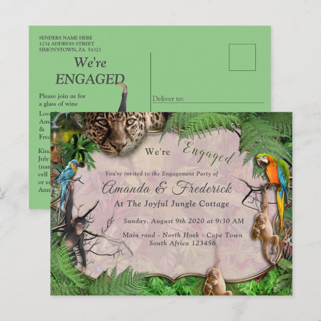Joyful African Jungle Invitation Postcard (Front/Back)