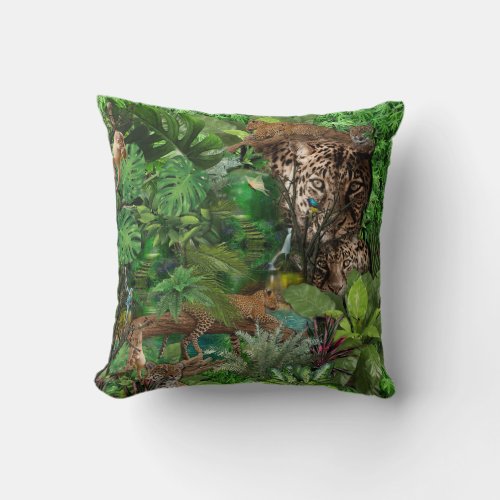 Joyful African Jungle Throw Pillow