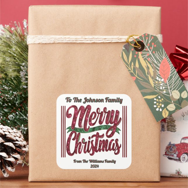 Joyful and Colorful Christmas Cheer! Square Sticker (Holiday)