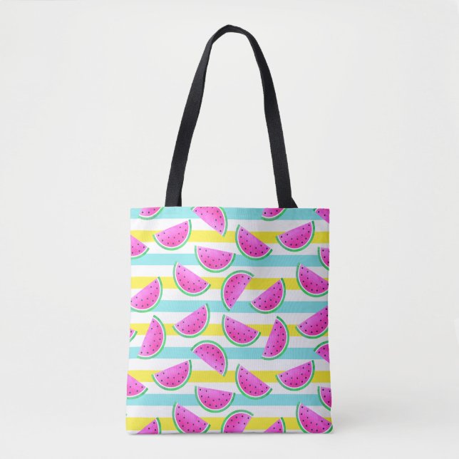 Joyful and Colorful Watermelons Pattern Tote Bag (Front)