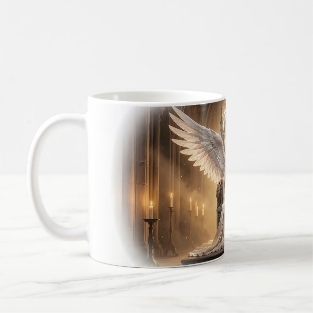 Joyful Angel Queen Lion Throne Glow Mug (Left)
