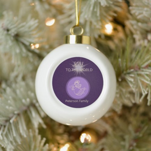 Joyful Angel Starburst Blessing Ceramic Ball Christmas Ornament