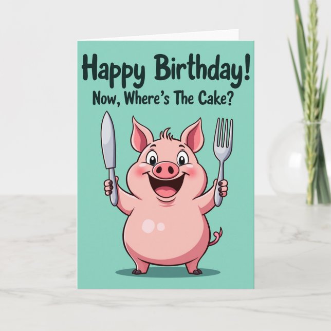 Joyful Animal Cake Card (Front)