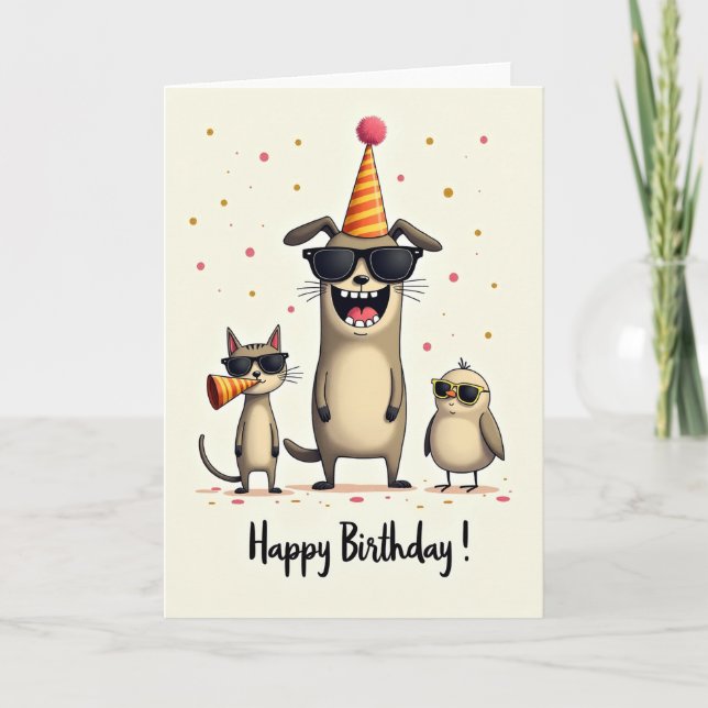 Joyful Animals Party Card (Front)